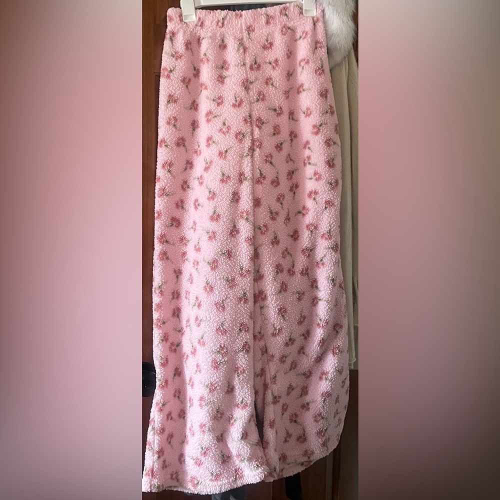 Ruby and Jewell Pink Floral Plush Cozy Pajama Pants
